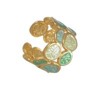ULIJTH Moderno anello irregolare doppio cerchio design regolabile gioielli in acciaio inox per le donne occasioni casual o formali minimalista apribile lei, Misura unica, come descritto, come