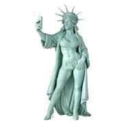 ULIJTH Scultura in miniatura con statuetta della patriottica delle libertà selfie con supporto per smartphone, per collezionisti, amanti dell'arte, patriottici, decorazioni per la casa