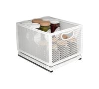 ULIKEUS Cestello portaoggetti scorrevole per cassetti, autoadesivo, per dispensa, resistente, in acciaio al carbonio, con maniglia, per bagno, cucina, casa