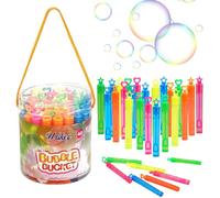 Ulikey Bolle di Sapone, 40 Flaconcini Bolle di Sapone Bambini, Tubetti di Sapone, Bacchetta Bolle di Sapone per Matrimonio, Compleanno, Battesimo, San Valentino, Feste in Giardino