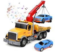 Ulikey Carro Attrezzi Giocattolo Giallo, Trasportatore di Salvataggio per Bambini con Luci e Suoni, Grande Camion Soccorso, Regalo per Bambini 3-7 Anni