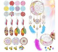 Ulikey Diamond Painting Kit, Giochi Bimba 5-12 Anni, Diamond Painting Acchiappasogni, Lavoretti Creativi, Decorazione Acchiappasogni, Kit Artigianali per Ragazze 4 5 6 7 8 Anni (Stile 1)