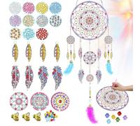 Ulikey Diamond Painting Kit, Giochi Bimba 5-12 Anni, Diamond Painting Acchiappasogni, Lavoretti Creativi, Decorazione Acchiappasogni, Kit Artigianali per Ragazze 4 5 6 7 8 Anni (Stile 3)