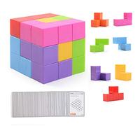 Ulikey Giocattoli Magic Cubes, Cubo Puzzle, 3D Puzzle Puzzle di Costruzione Building Blocks Giocattolo 7 Bricks e 54 Carte Brainteaser Puzzle per Adulti, Antistress, Puzzle educativi (Macaron)