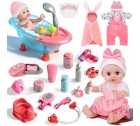 Ulikey Set di Bagno Bambola,Bambolotto Bambina con Accessori, Vasca da Bagno, Accessori e Accappatoio, Bambolotti Giocattolo Regalo per Bambina 2 3 4 5 Anni