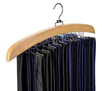 Ulimart Cravatta porta cravatte da uomo con 24 ganci per armadio in legno, con rotazione a 360°, sciarpe, accessori per armadio, organizer per reggiseni, canottiere, canottiere, ecc. Naturale