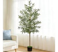 Ulivo artificiale da,ulivo finto con tronco naturale realistico 180cm | oglie e frutti realistici, grande ulivo da interno con robusta fioriera nera, ulivo finto per la decorazione della casa