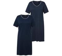 Ulla Popken 2 Pezzi, Magliette Grandi, semplici e a Pois Camicia, Blu Notte, 56-58 Donna