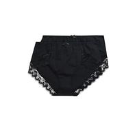 Ulla Popken 2er Pack Büroslips mit Spitze Confezione da 2 Slip da Ufficio con Pizzo, Nero, 66-68 Donna