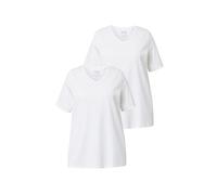 Ulla Popken, 2er-Pack Gleichfarbig T-Shirt Basic, Confezione da 2 Pezzi, Stesso Colore, Bianco, 52/54 Donna