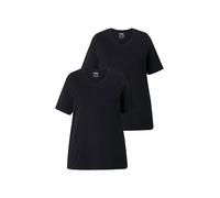 Ulla Popken, 2er-Pack Gleichfarbig T-Shirt Basic, Confezione da 2 Pezzi, Stesso Colore, Nero, 60/62 Plus Donna