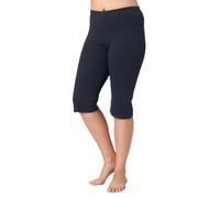 Ulla Popken 567565 - Pantaloni Capri da Donna, Taglie Forti Fino a 68, Tinta Unita, Facili da Pulire e Confortevoli, Lunghezza 3/4, Blu Marino, 62-64