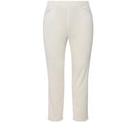 Ulla Popken 7/8 Hose mit Fransensaum, Sienna, Pantaloni Eleganti da Uomo Donna, Offwhite,