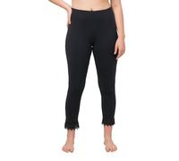 Ulla Popken 7/8-leggings, Saumspitze, Biobaumwolle Leggings 7/8, Orlo, Cotone Biologico, Nero, 62/64 IT Donna