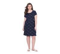 Ulla Popken Abito Bellieva in Jersey, Motivo a Pois, Scollo Rotondo, Maniche Corte Blu Notte Scuro 54+ 839759132-54+