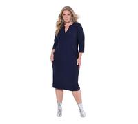 Ulla Popken Abito con Scollo a Tunica, Maniche a 3/4 e Tasche Blu Notte Scuro 50+ 838378770-50+