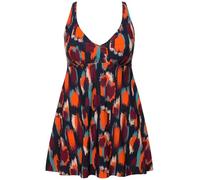 Ulla Popken Abito da Bagno Amber, Stampa Macchiata, 827323 Costume Intero, Nero, 44/46 IT Donna