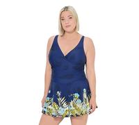 Ulla Popken Abito da Bagno con Pantaloncini, Coppe morbide e Materiale Riciclato Indaco Scuro 44 837644740-44