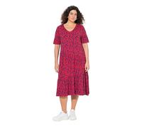 Ulla Popken Abito da Donna con Balze Asimmetriche, Neon Rosso, 60-62
