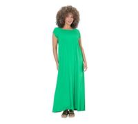 Ulla Popken Abito dal Taglio Svasato con Scollo Rettangolare, Mezze Maniche e Punto Smock Verde Foresta 50+ 807665447-50+
