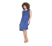 Ulla Popken Abito dal Taglio Svasato e Smanicato in Jersey a Costine con Scollo a Girocollo Blu Ardesia Chiaro 50+ 837869722-50+