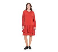 ULLA POPKEN Abito di Felpa con Pizzo, Scollo a Girocollo, Maniche Lunghe e Cotone Biologico Rosso Mattone 54+ 821156534-54+