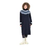 Ulla Popken Abito di Maglia in Stile Norvegese con Collo da risvoltare e Maniche Lunghe Blu Inchiostro 50+ 832670740-50+