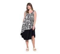 Ulla Popken Abito in Jersey, Sole, Scollo a V, Senza Maniche, Cotone Biologico Nero 42+ 837484100-42+