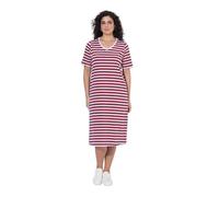 Ulla Popken Abito Midi a Righe con Taglio Svasato, Scollo a V e Mezze Maniche Blu Inchiostro 58+ 850118740-58+