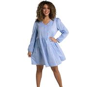 Ulla Popken Abito Midi da Donna, a Righe, Linea A, Scollo a V, a Maniche Lunghe, Allure Blue, 52-54