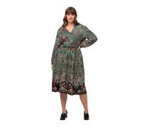 Ulla Popken Abito Midi da Donna con Scollo a V, Marrone Scuro., 52-54