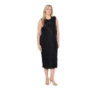 Ulla Popken Abito Midi dal Taglio Smanicato con plissettatura e Scollo a Girocollo Nero 42+ 839078130-42+