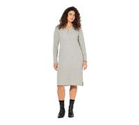 Ulla Popken Rippjersey-midikleid, Zipper, A-Linie, V-Ausschnitt, Langarm Vestito, Grigio Chiaro mélange, 60-62 Donna