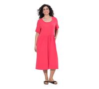Ulla Popken Abito Midi dal Taglio Svasato in Jersey con Scollo a Girocollo e Mezze Maniche Rosa 42+ 827920523-42+