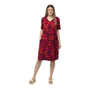 Ulla Popken Abito Midi Stampato con Bottone sulla Scollatura 832018 Vestito, Lilla, 52-54 Donna