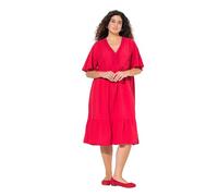 Ulla Popken Volant-Kleid mit V-Ausschnitt Abito a Balza con Scollo a V, Litchi, 56-58 Donna