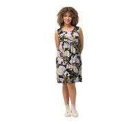 Ulla Popken Abito Mini in Jersey con Taglio Smanicato, Stampa Floreale e Scollo a Girocollo Nero 50+ 829371100-50+