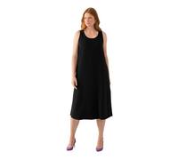 Ulla Popken Acetat-midikleid, A-Linie, Rundhals, Ärmellos Abito Midi, Schwarz, 46-48 Donna