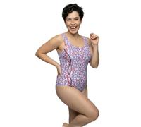 Ulla Popken Badeanzug Alice, Punkte & Bänder Costume Intero, Blu, 60 Donna