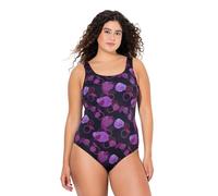 Ulla Popken Badeanzug Alice, Softline, Blattfeuerwerk Costume Intero, Nero, 54-56 Donna