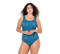 Ulla Popken Badeanzug Alice, Softline, Blattfeuerwerk Costume Intero, Verde Abete, 58-60 Donna