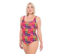 Ulla Popken Badeanzug Alice, Softline, Dg, Kacheln Costume Intero, Viola Scuro, 58-60 Donna