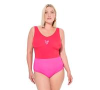 Ulla Popken Badeanzug Alice V-Neck, Glitzerkante Costume Intero, Fucsia, 62 Donna