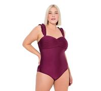 Ulla Popken Badeanzug Gelegte Falten Shiny Costume Intero, Porpora, 52 Donna
