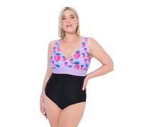 Ulla Popken Badeanzug Laura, Erdbeeren Costume Intero, Nero, 50 Donna