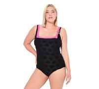 Ulla Popken Badeanzug Lisa, Herzstruktur Costume Intero, Nero, 52 Donna