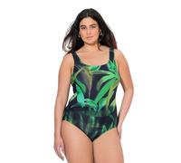 Ulla Popken Badeanzug, ohne Softcups, Rundhalsausschnitt Costume Intero, Nero, 50-52 Donna
