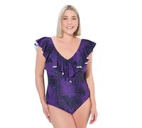 Ulla Popken Badeanzug Petra, Volants, Mamba Costume Intero, Viola, 54 Donna