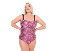 Ulla Popken Badeanzug Scrunch Träger Bauchraffung Costume Intero, Porpora, 48 Donna