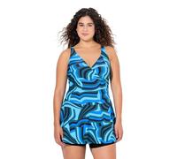 Ulla Popken Badekleid April mit Shorts, Wavy Costume Intero, Nero, 56 Donna